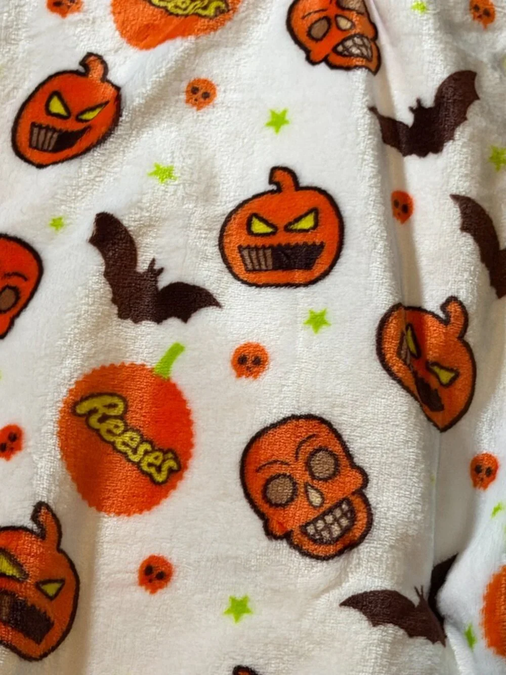 Reese’s Halloween Oversized Plush Throw Blanket 60x70 Pumpkins Skulls Bats
